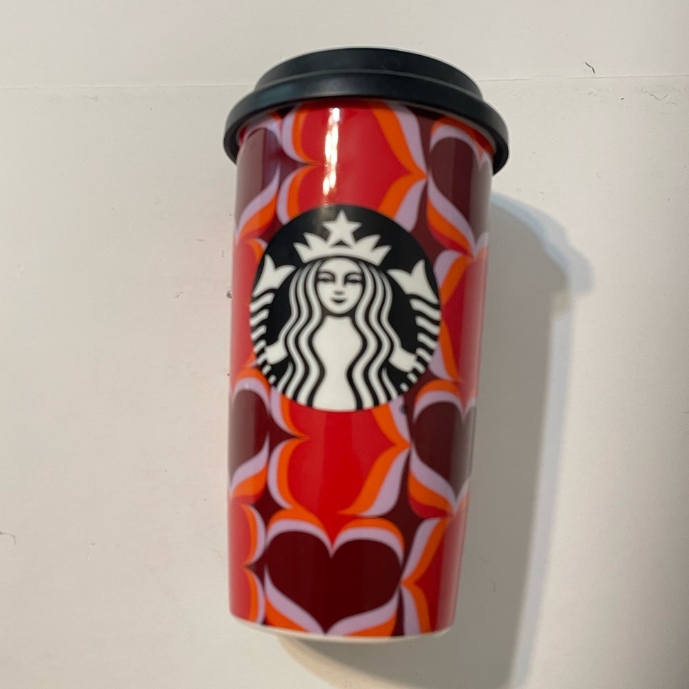 Starbucks Tumbler 12 oz. Valentine's Day 2019 Hearts Double Wall Ceramic